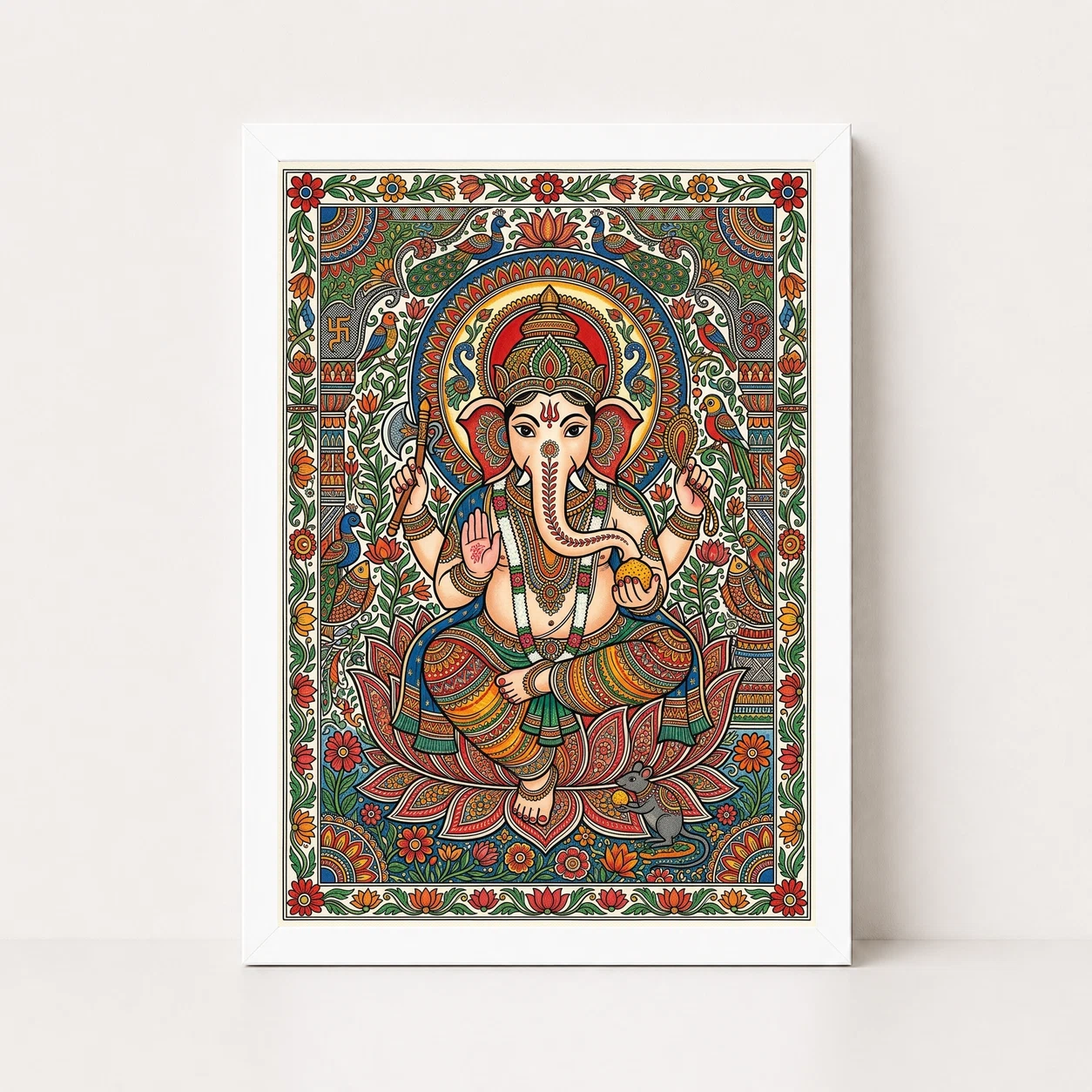 Madhubani Ganesha Maithili Intricate Festival Folk Art Photo Frame, view 3