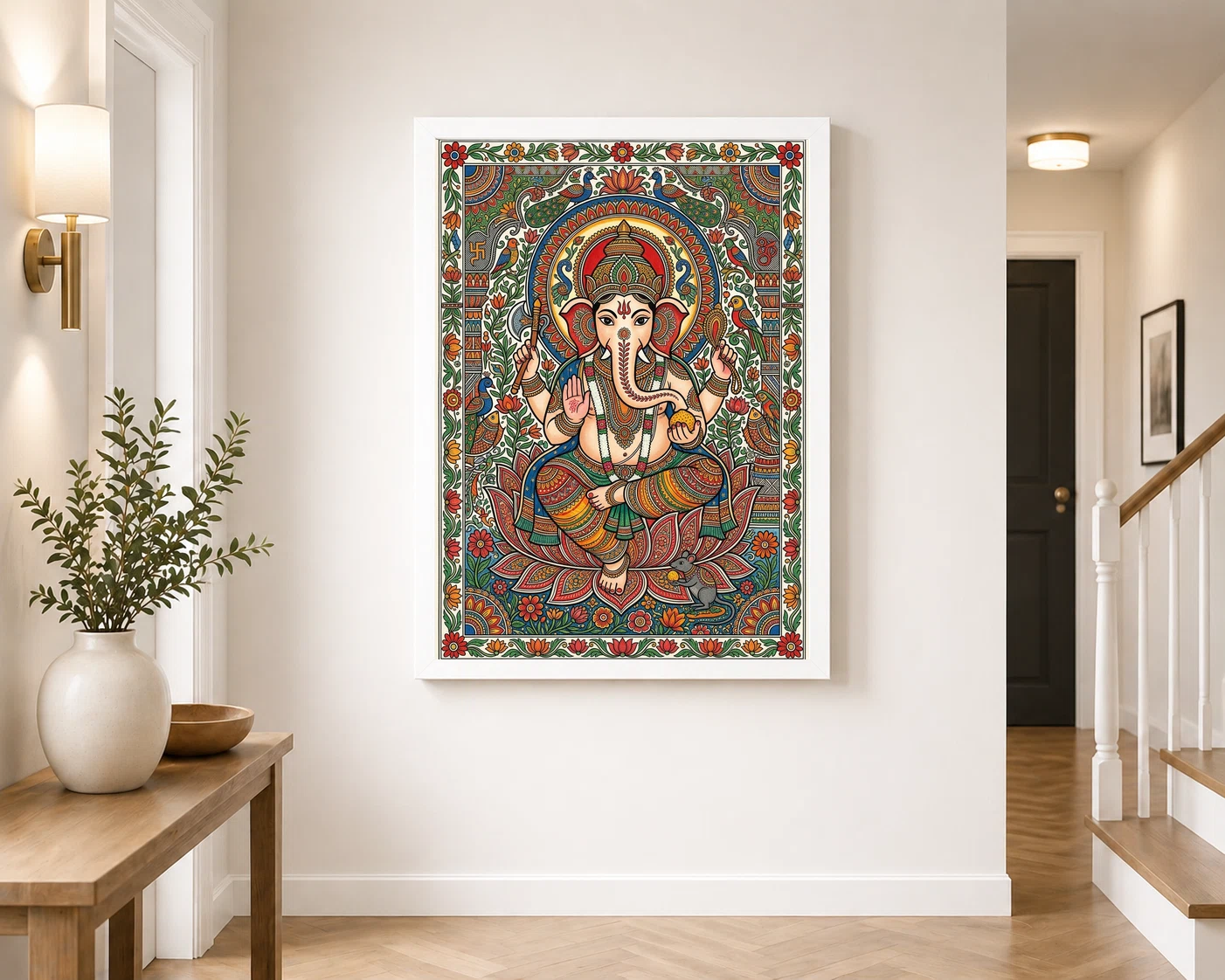Madhubani Ganesha Maithili Intricate Festival Folk Art Photo Frame, view 4