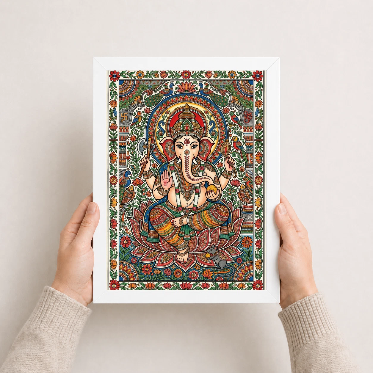 Madhubani Ganesha Maithili Intricate Festival Folk Art Photo Frame, view 5