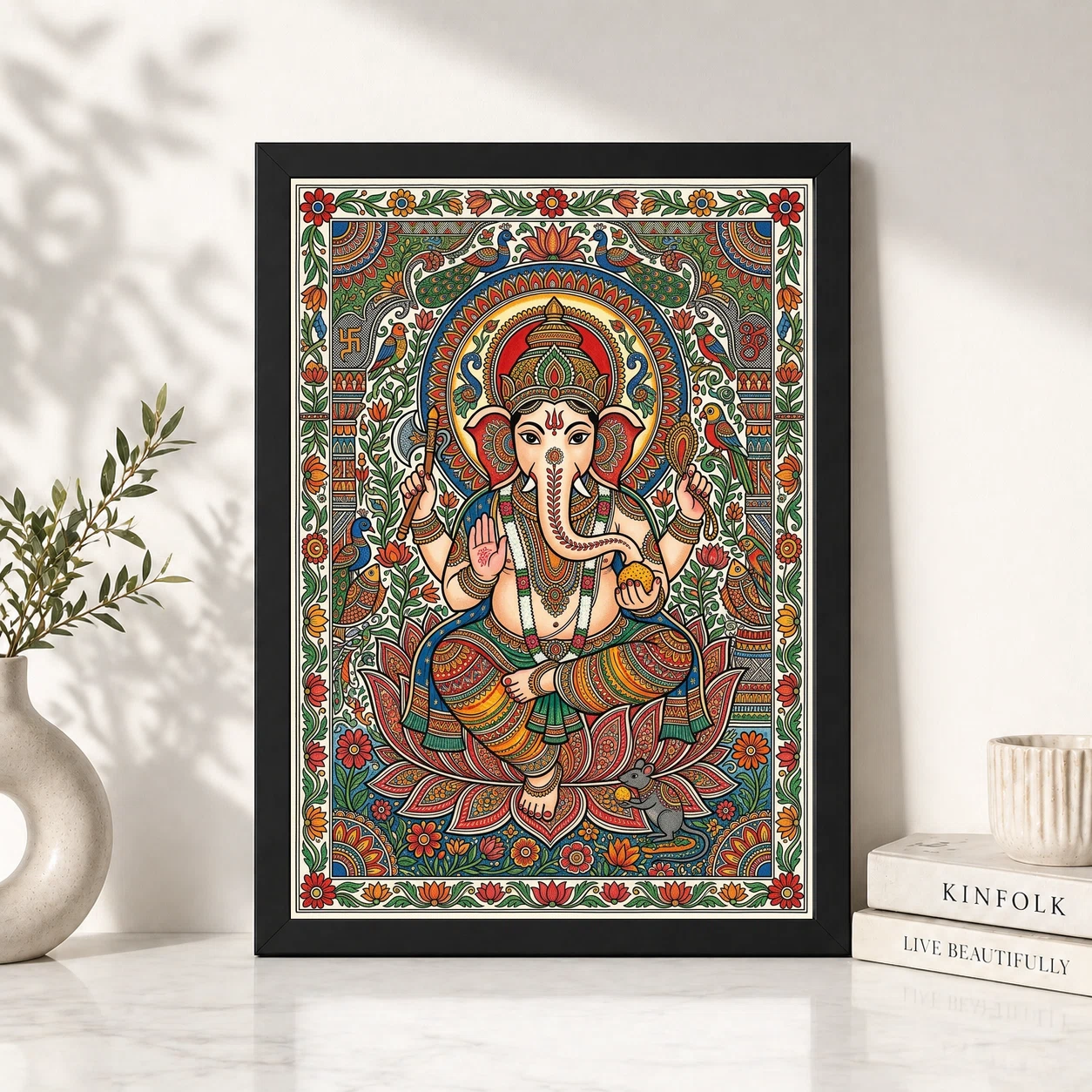 Madhubani Ganesha Maithili Intricate Festival Folk Art Photo Frame, view 6