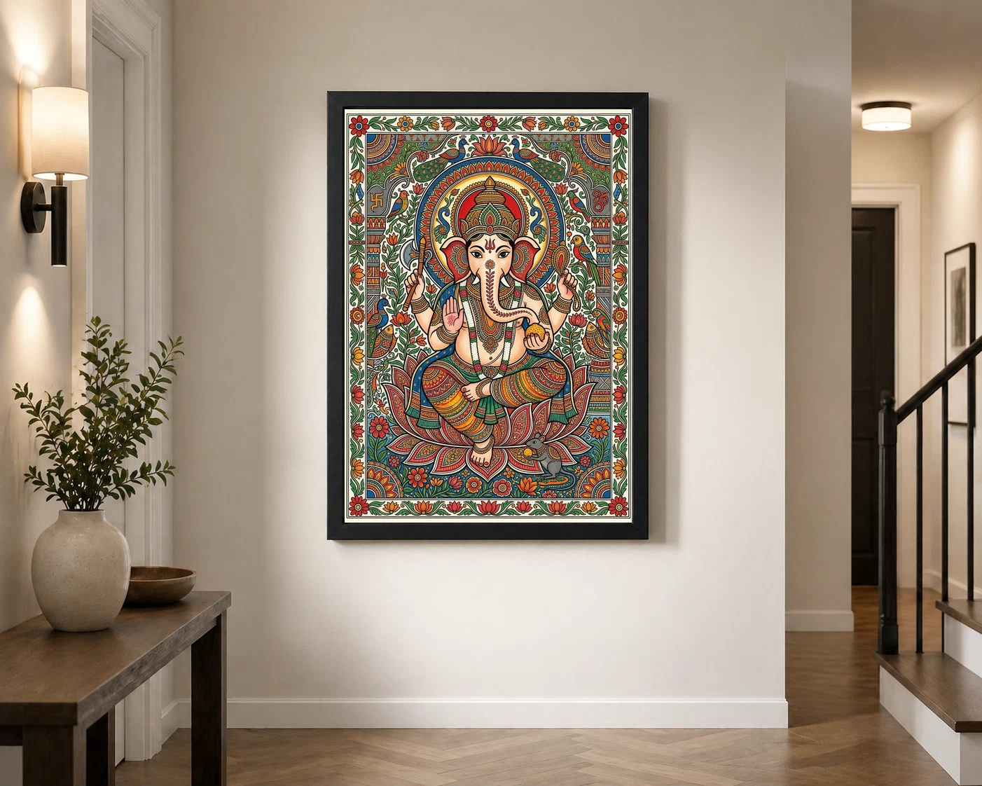 Madhubani Ganesha Maithili Intricate Festival Folk Art Photo Frame, view 7