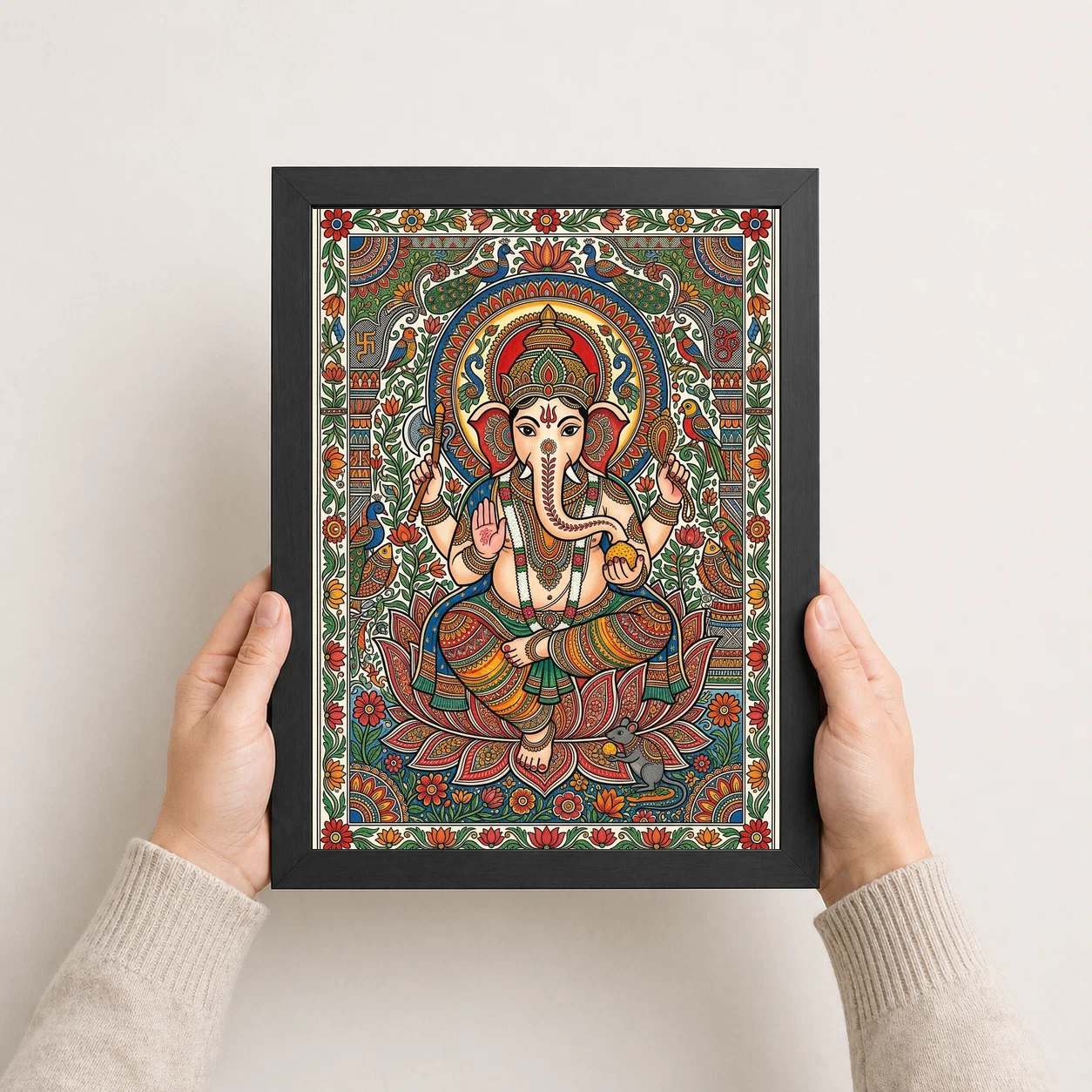 Madhubani Ganesha Maithili Intricate Festival Folk Art Photo Frame, view 8