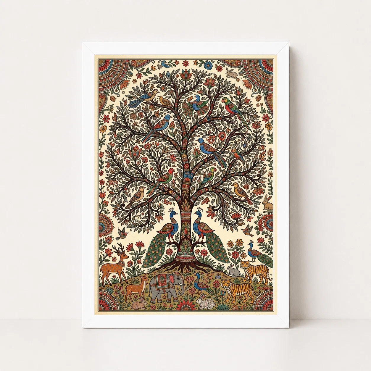 Madhubani Tree Of Life Birds Animals Colorful Folk Art Photo Frame, view 3