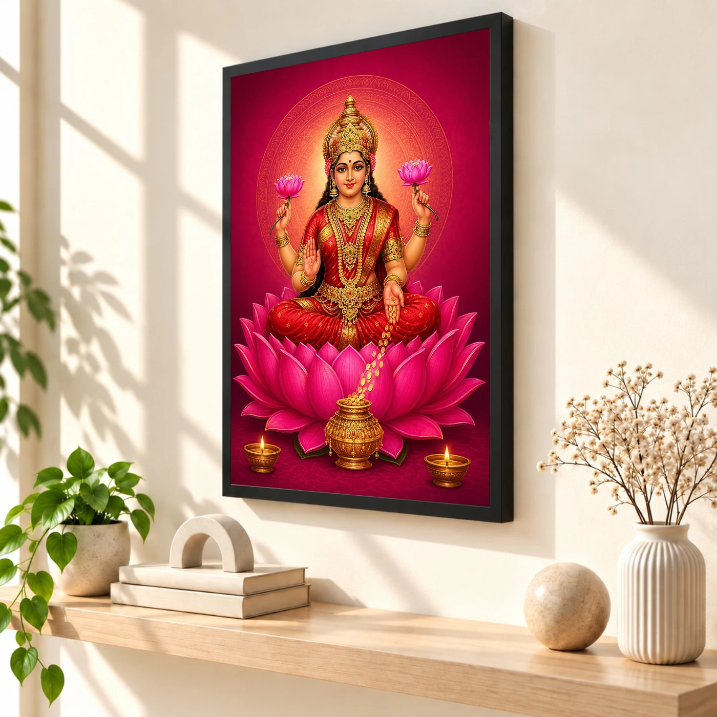 Magenta Mandala Varalakshmi Photo Frame – Modern Devotional Art, view 2