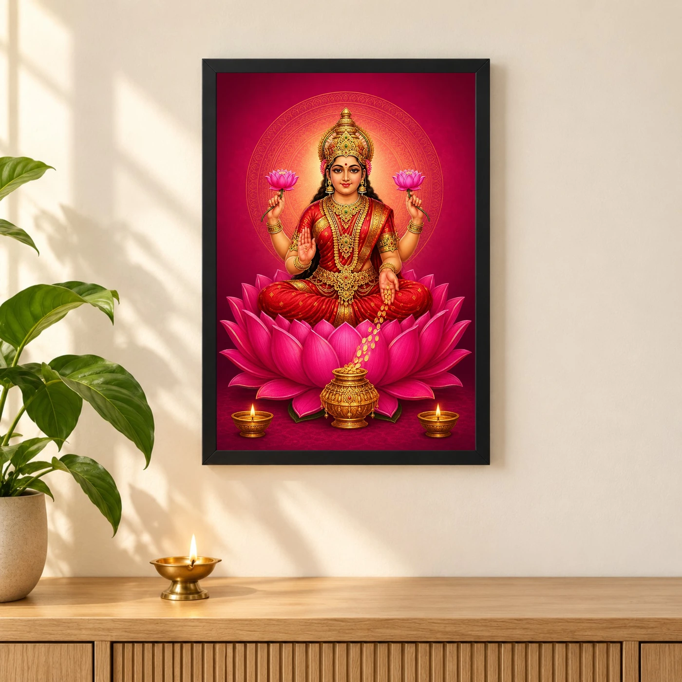 Magenta Mandala Varalakshmi Photo Frame – Modern Devotional Art, view 3