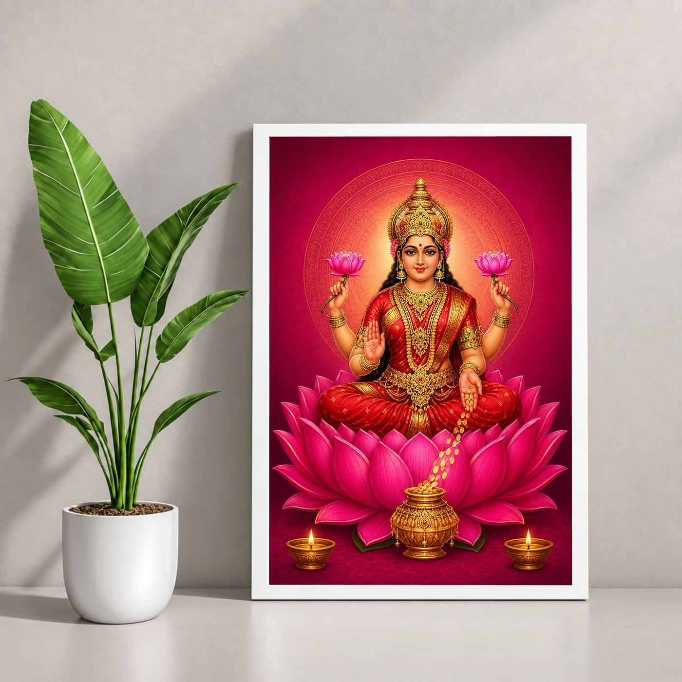 Magenta Mandala Varalakshmi Photo Frame – Modern Devotional Art, view 4