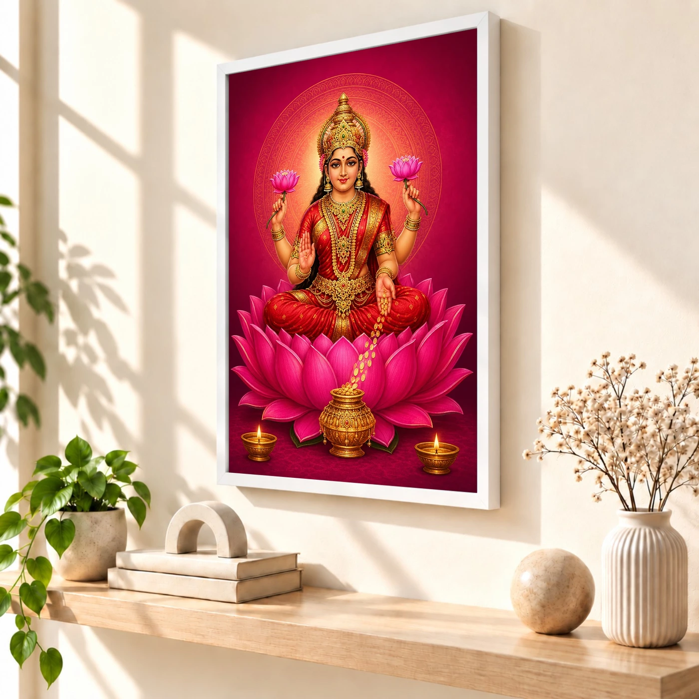 Magenta Mandala Varalakshmi Photo Frame – Modern Devotional Art, view 7