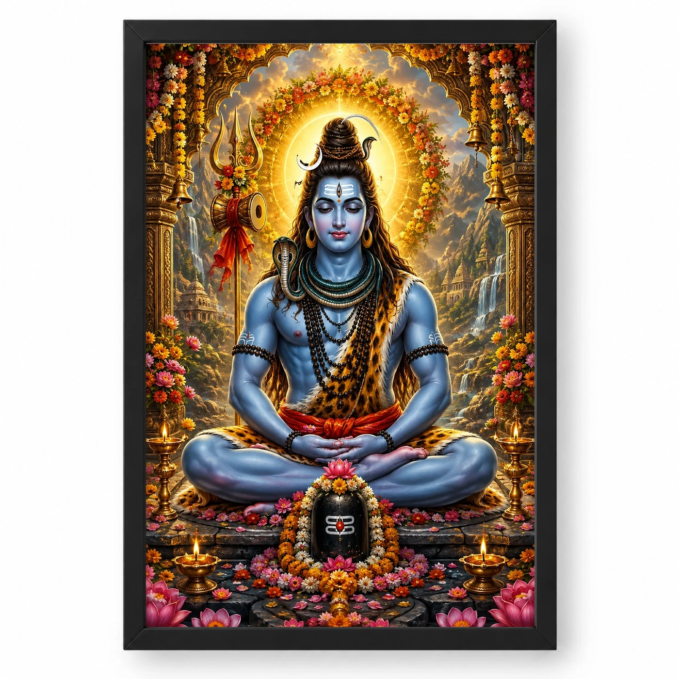 Mahadev Shiva Grand Festival Flower Decoration Photo Frame