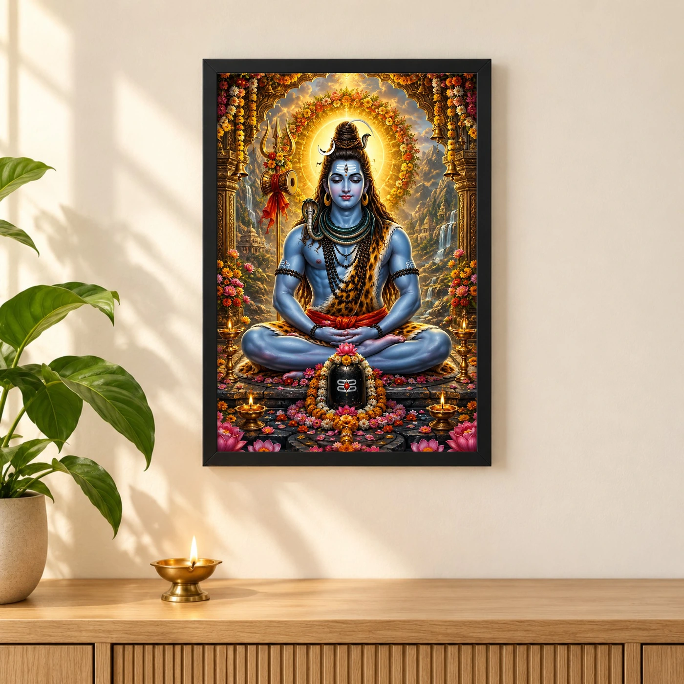 Mahadev Shiva Grand Festival Flower Decoration Photo Frame, view 3