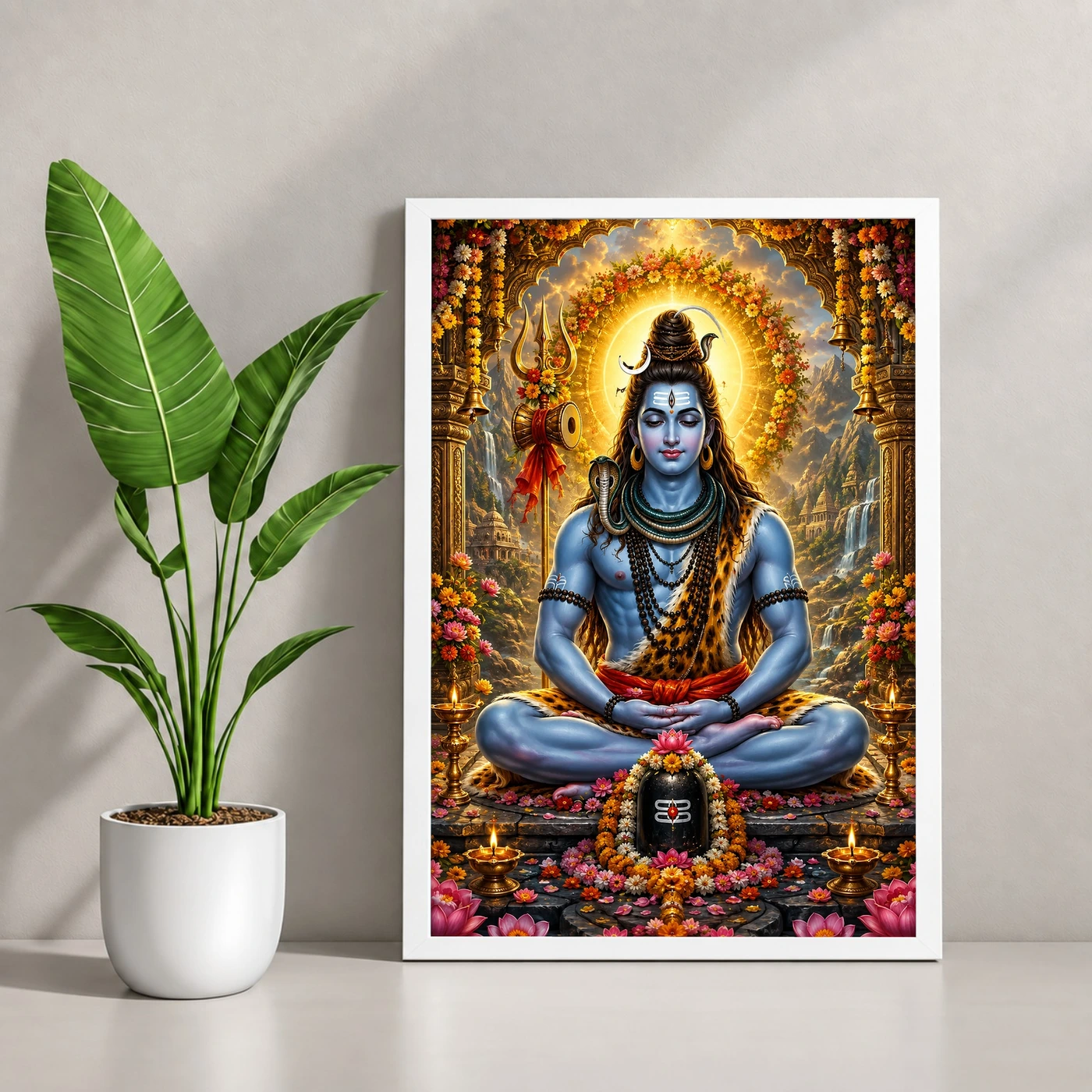 Mahadev Shiva Grand Festival Flower Decoration Photo Frame, view 4