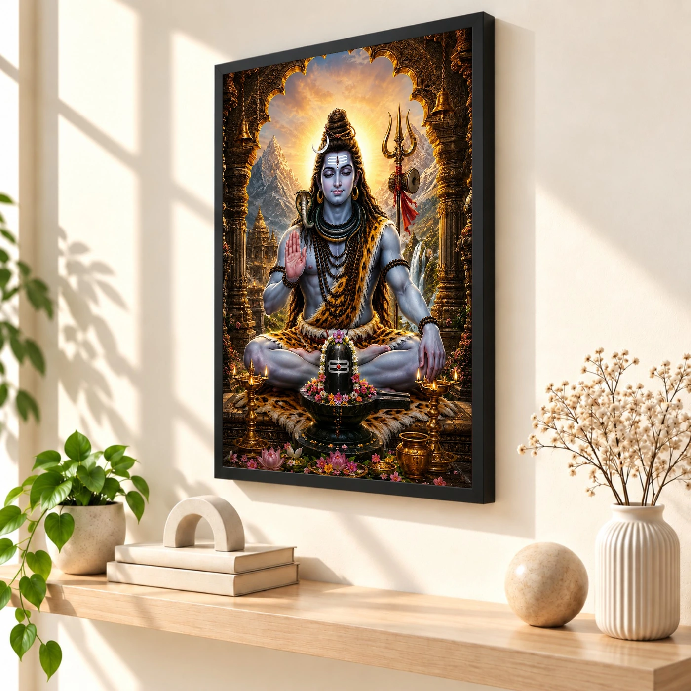 Mahadev Shiva Heritage Temple Architecture Backdrop Photo Frame, view 2