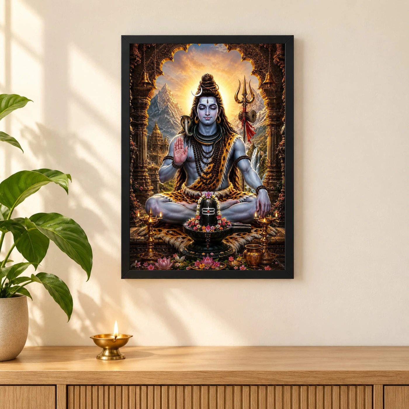 Mahadev Shiva Heritage Temple Architecture Backdrop Photo Frame, view 3