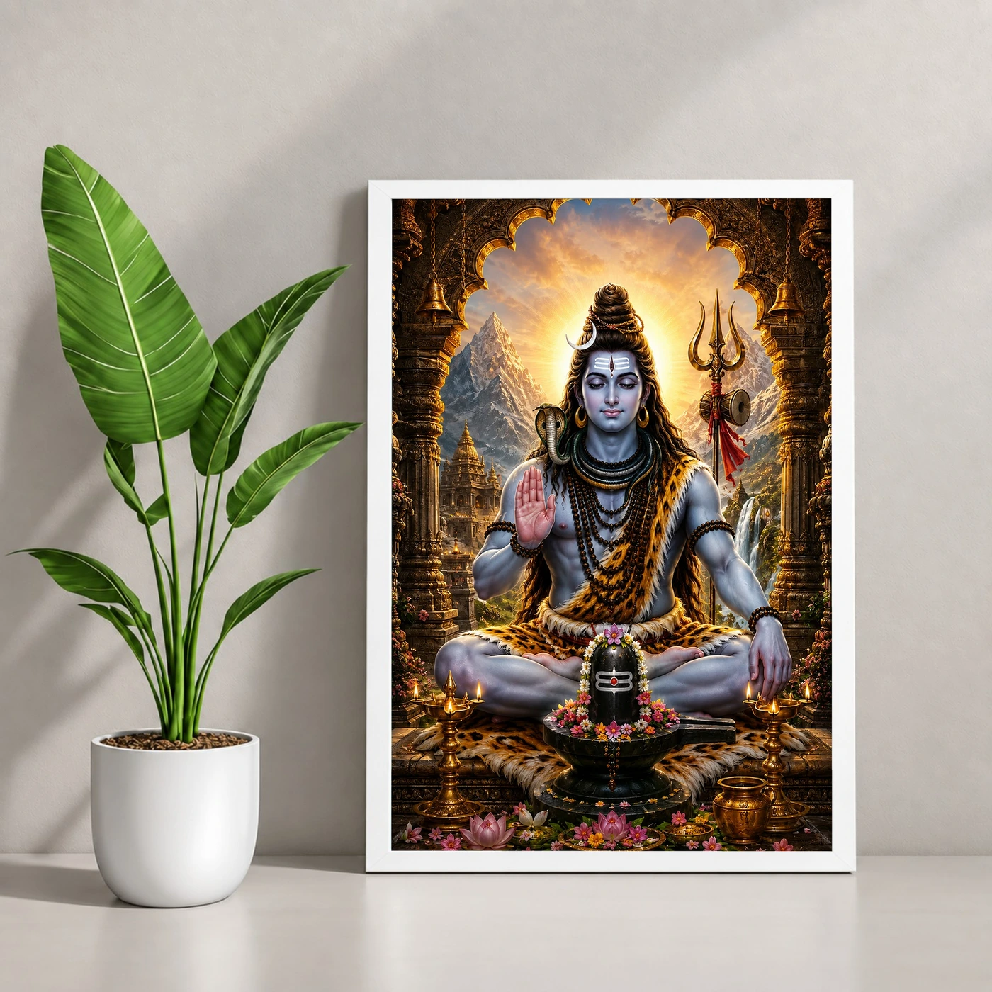 Mahadev Shiva Heritage Temple Architecture Backdrop Photo Frame, view 4