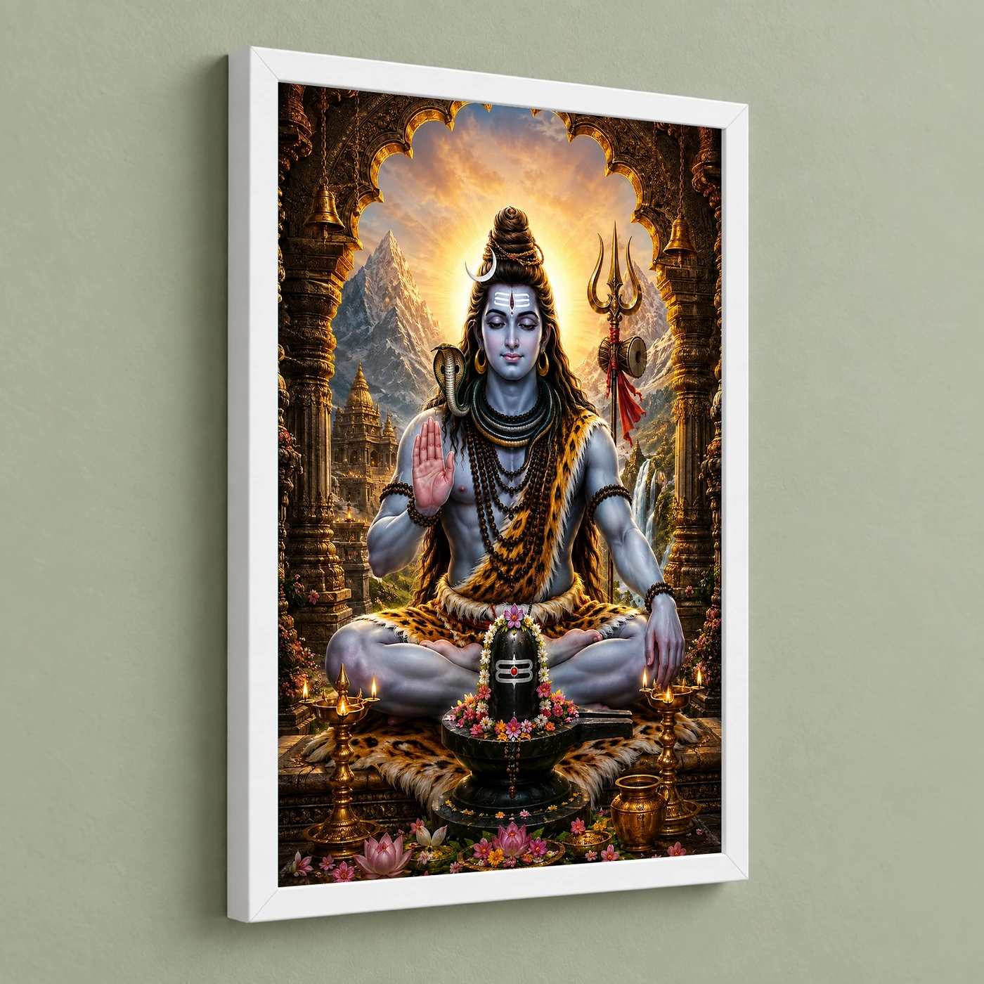 Mahadev Shiva Heritage Temple Architecture Backdrop Photo Frame, view 5