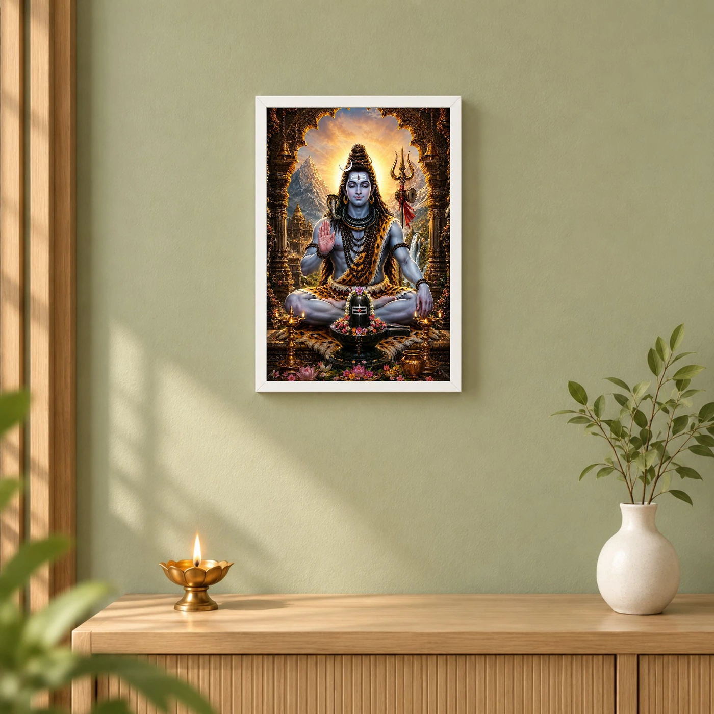 Mahadev Shiva Heritage Temple Architecture Backdrop Photo Frame, view 6