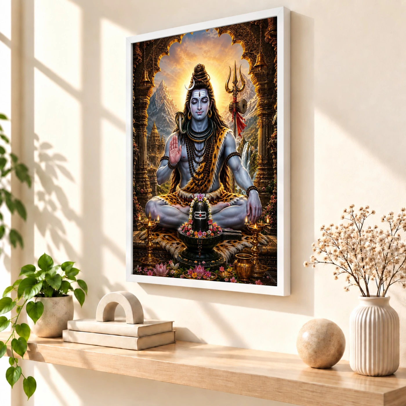 Mahadev Shiva Heritage Temple Architecture Backdrop Photo Frame, view 7