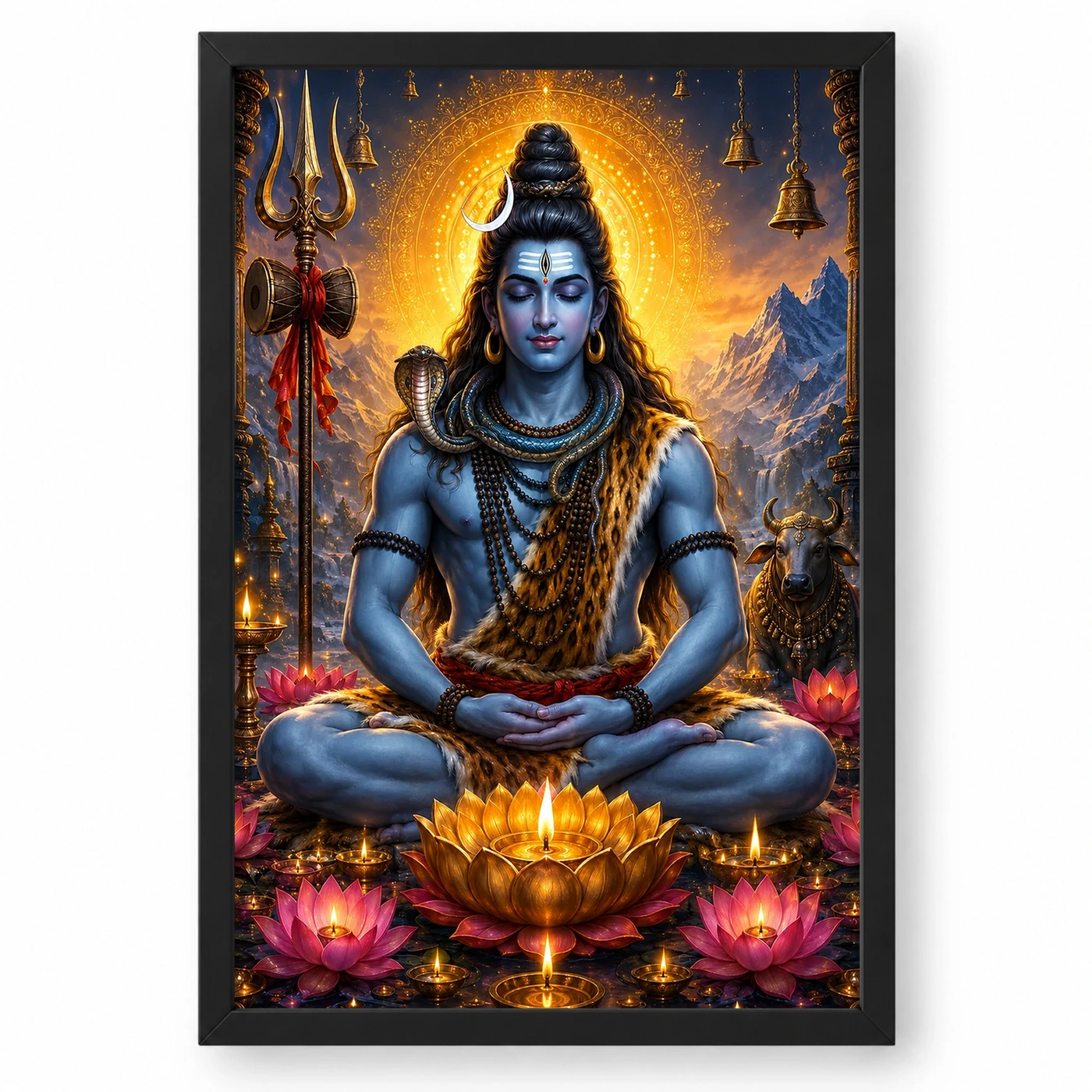 Mahadev Shiva Lotus And Diya Radiance Photo Frame