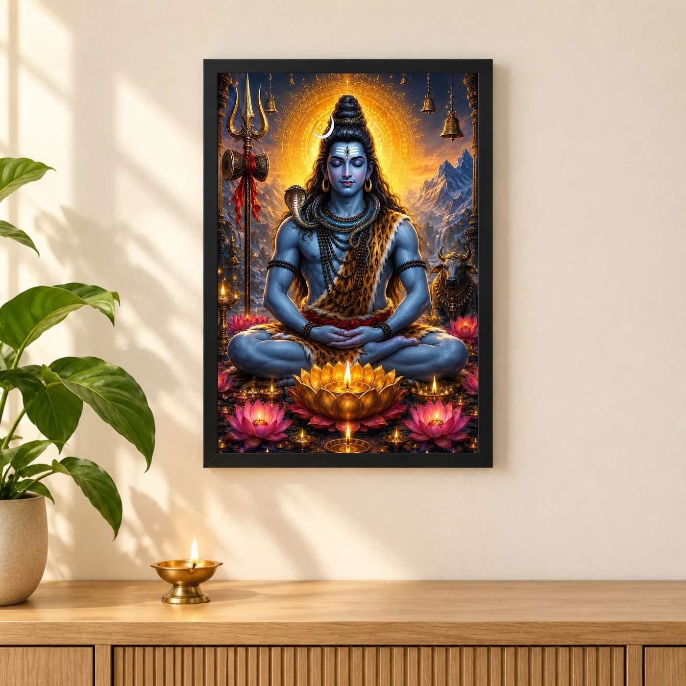 Mahadev Shiva Lotus And Diya Radiance Photo Frame, view 3