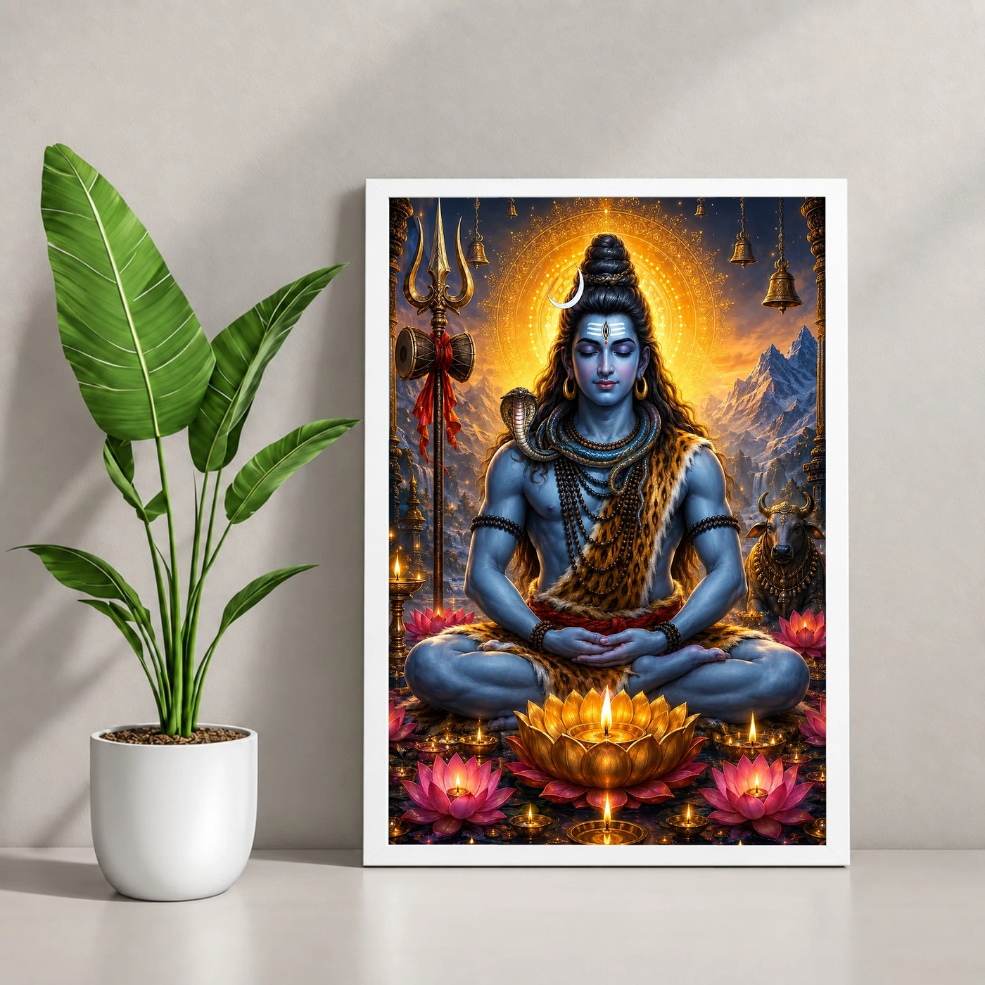 Mahadev Shiva Lotus And Diya Radiance Photo Frame, view 4