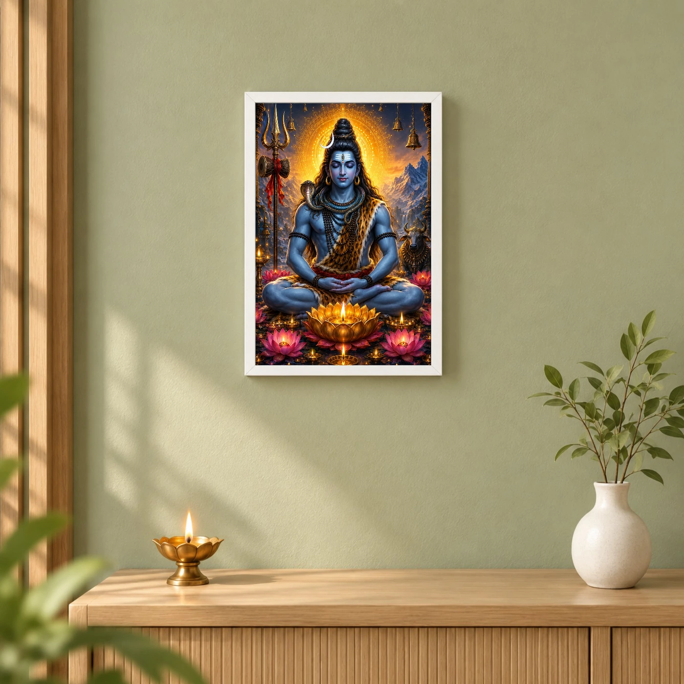 Mahadev Shiva Lotus And Diya Radiance Photo Frame, view 6