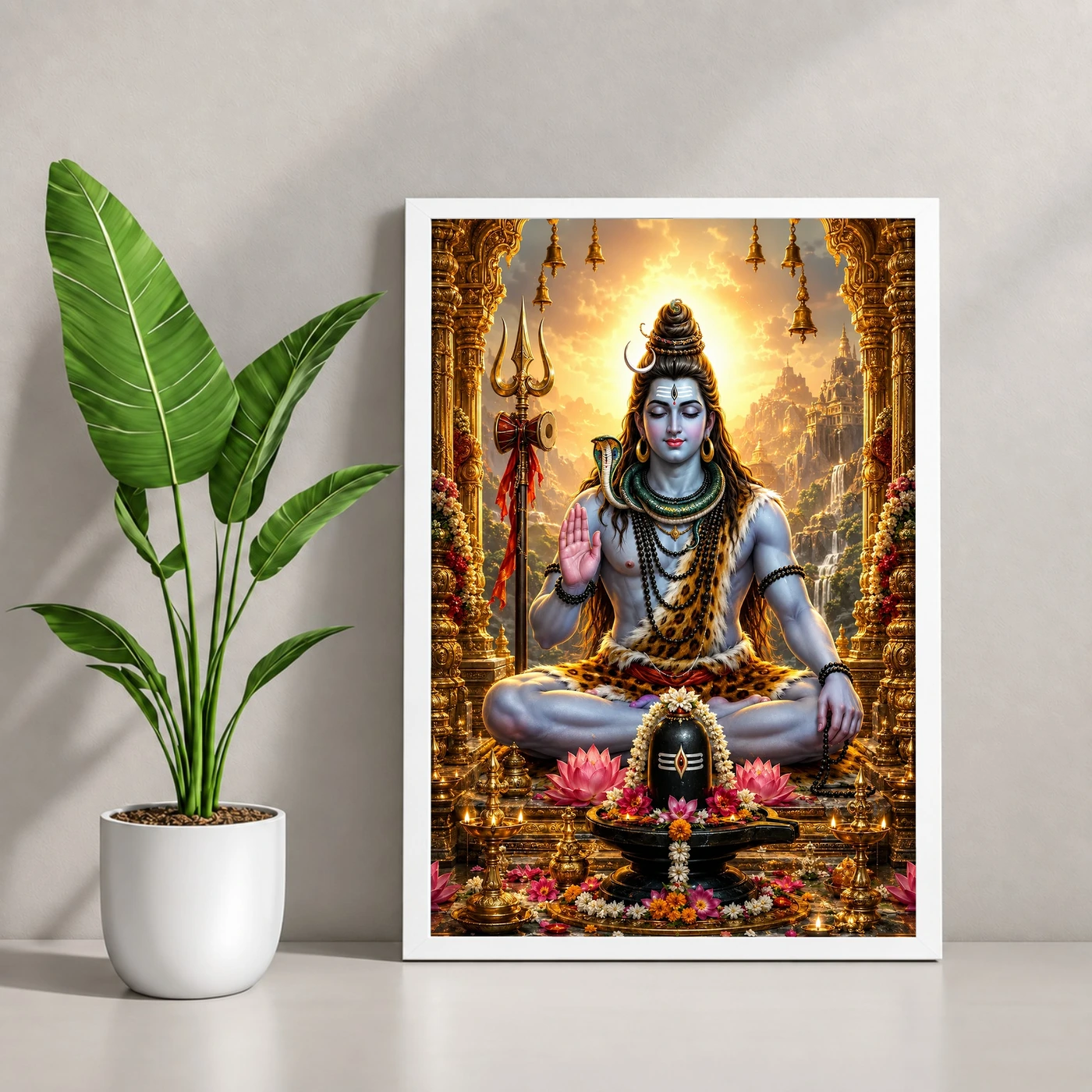 Mahadev Shiva Ornate Golden Temple Darshan Photo Frame, view 4