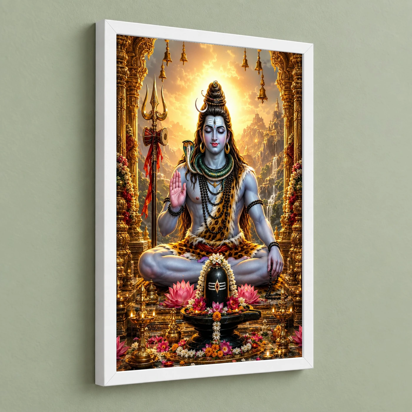 Mahadev Shiva Ornate Golden Temple Darshan Photo Frame, view 5