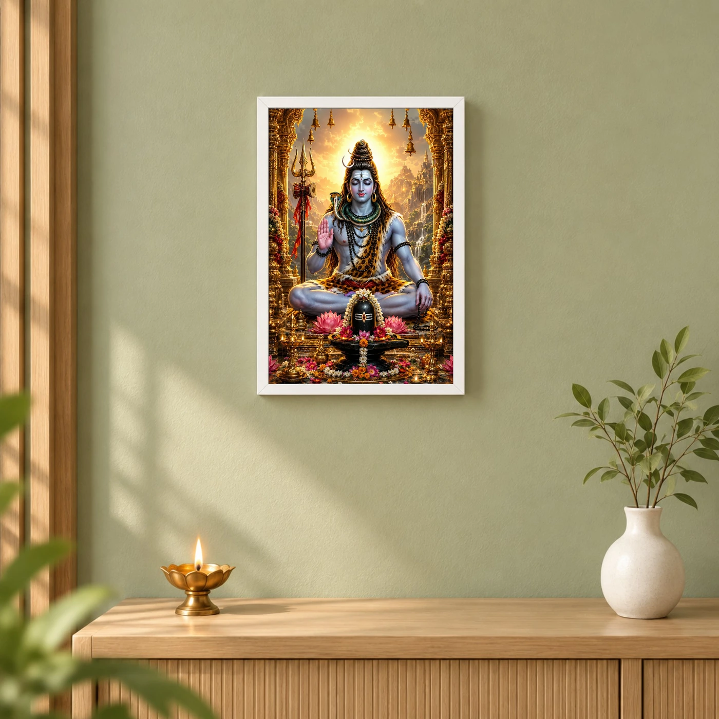 Mahadev Shiva Ornate Golden Temple Darshan Photo Frame, view 6