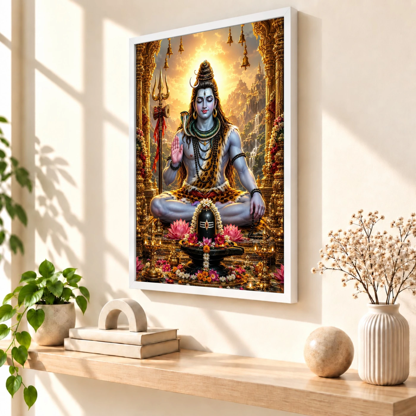 Mahadev Shiva Ornate Golden Temple Darshan Photo Frame, view 7