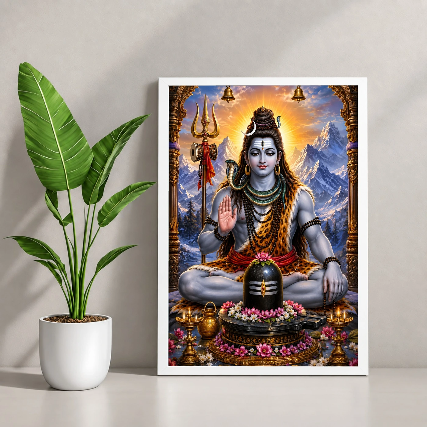 Mahadev Shiva Peaceful Home Mandir Composition Photo Frame, view 4