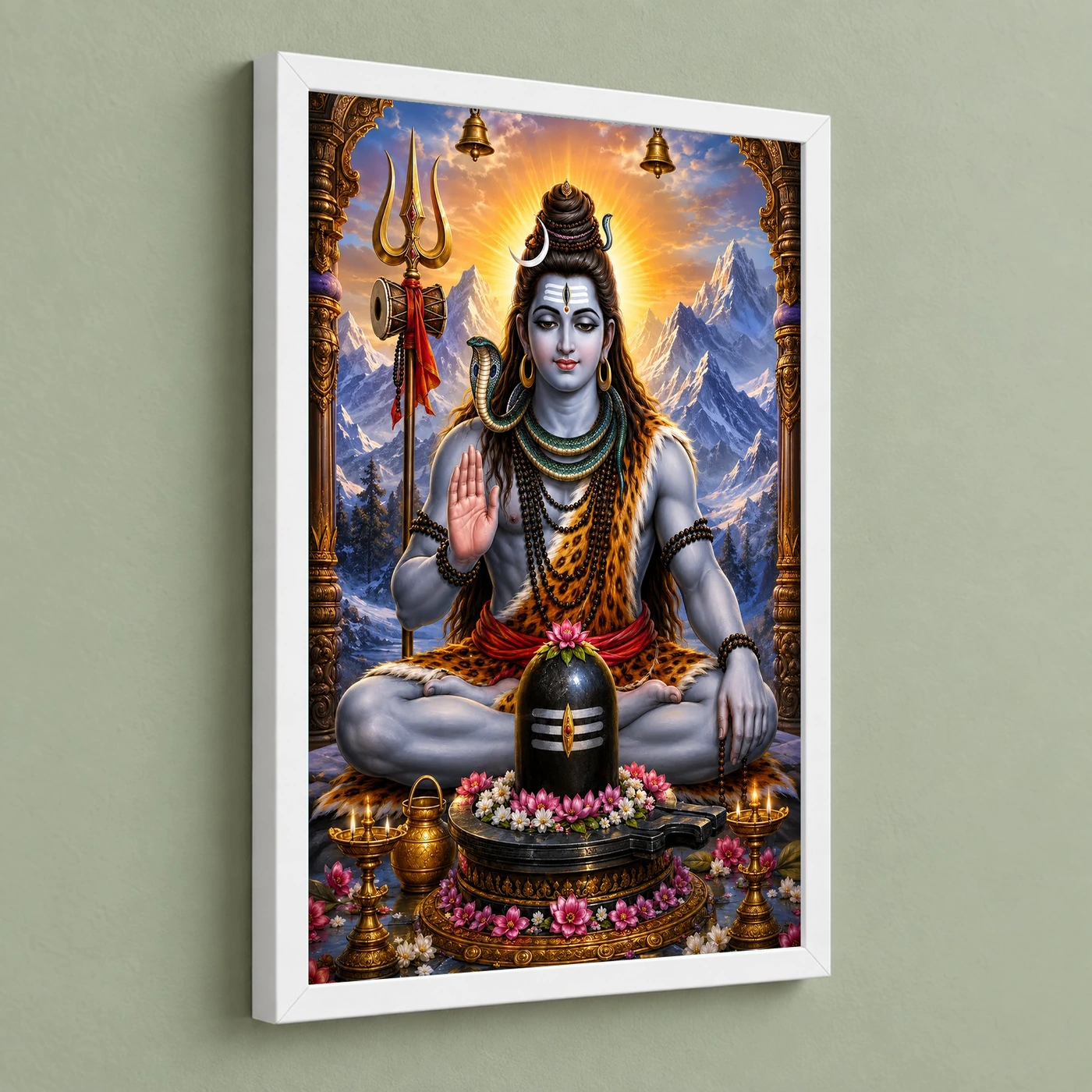Mahadev Shiva Peaceful Home Mandir Composition Photo Frame, view 5