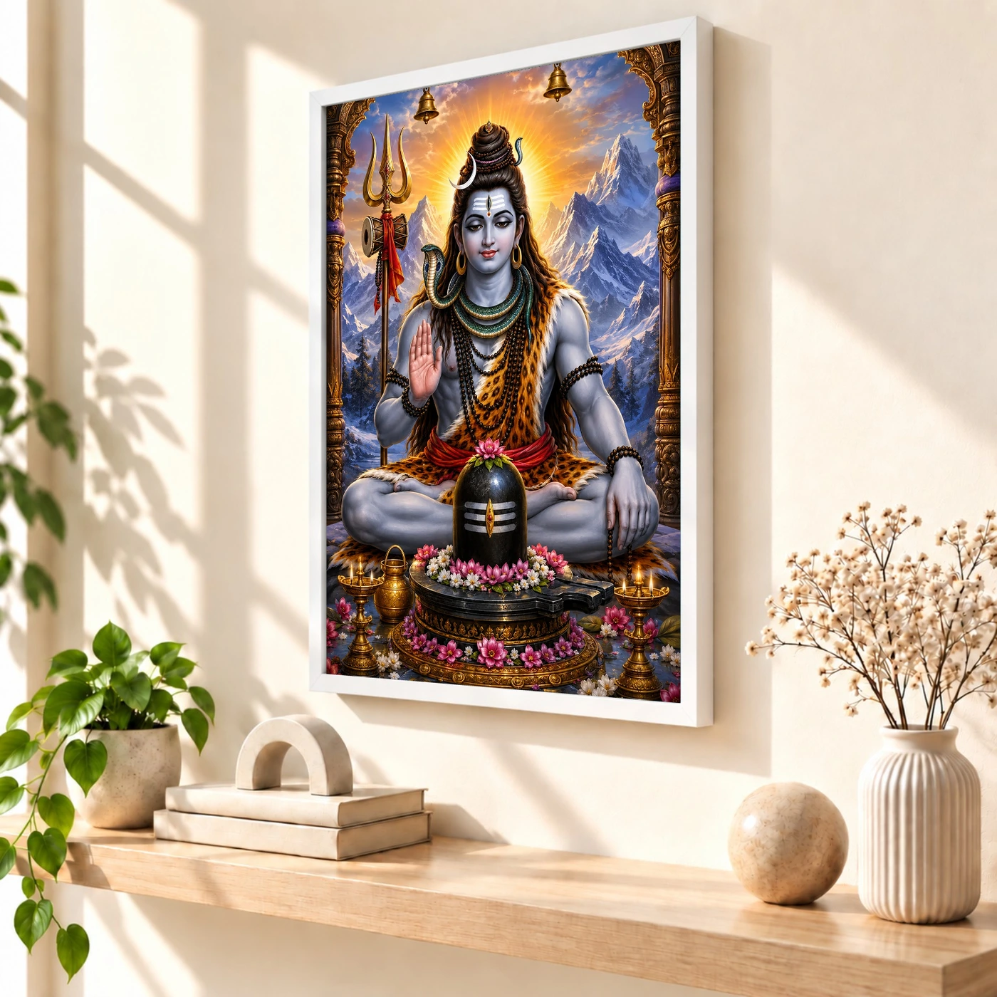 Mahadev Shiva Peaceful Home Mandir Composition Photo Frame, view 7