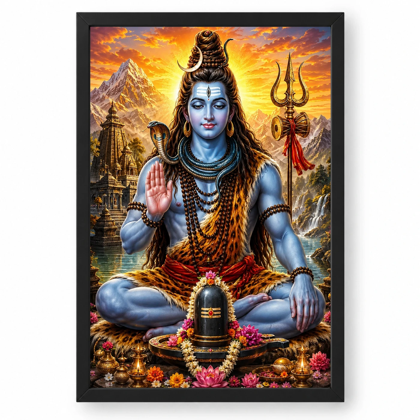 Mahadev Shiva Serene Sunrise Blessing Photo Frame
