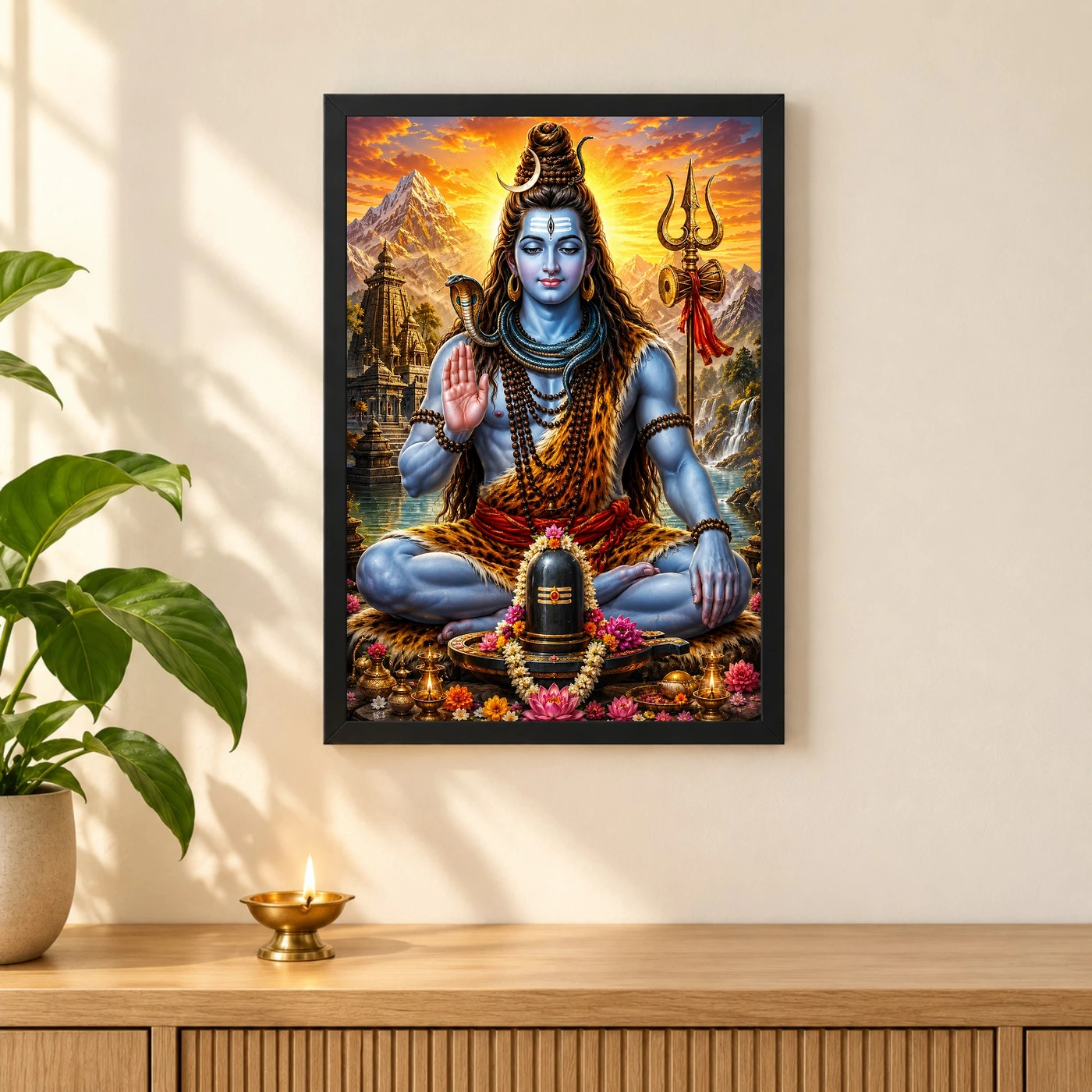 Mahadev Shiva Serene Sunrise Blessing Photo Frame, view 3