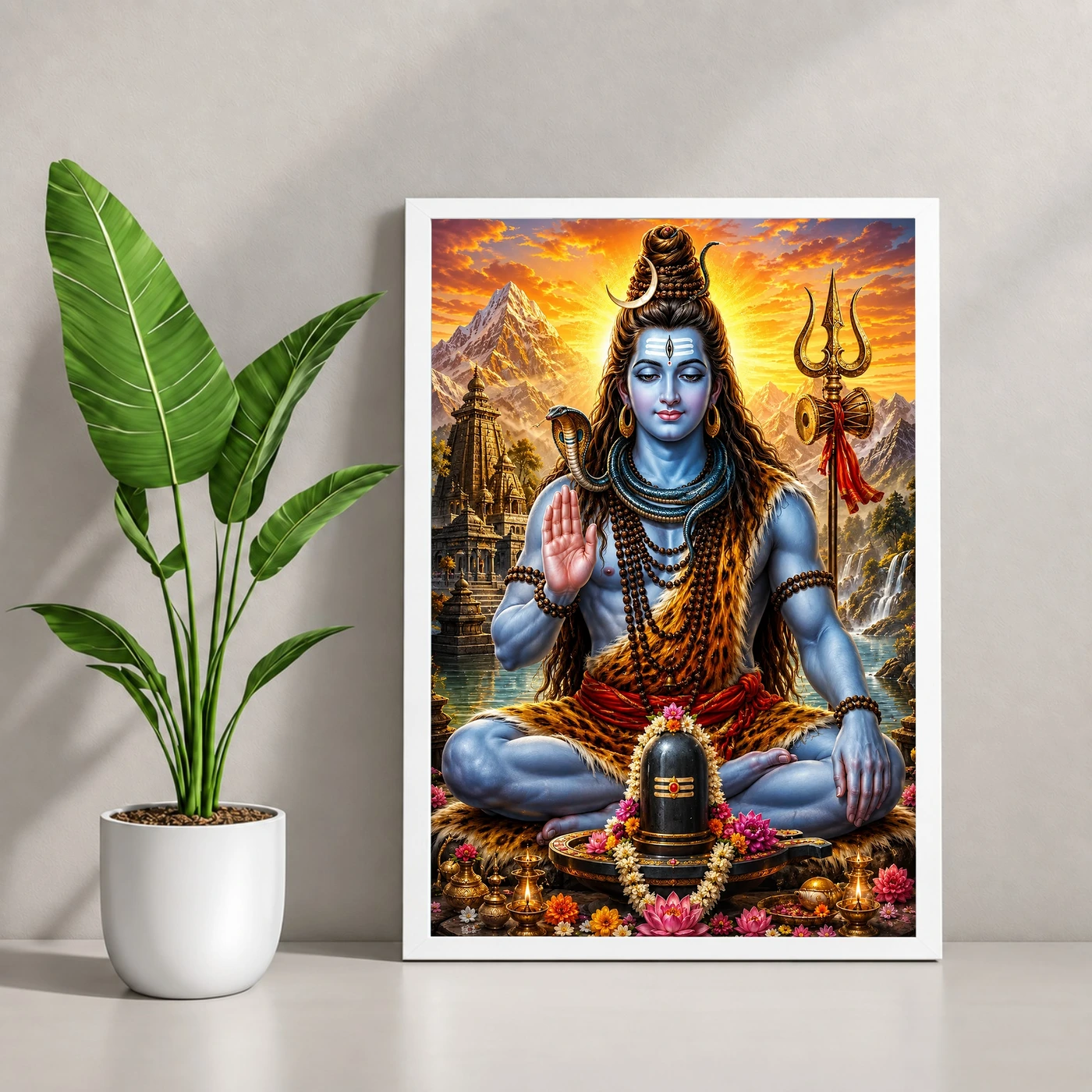 Mahadev Shiva Serene Sunrise Blessing Photo Frame, view 4