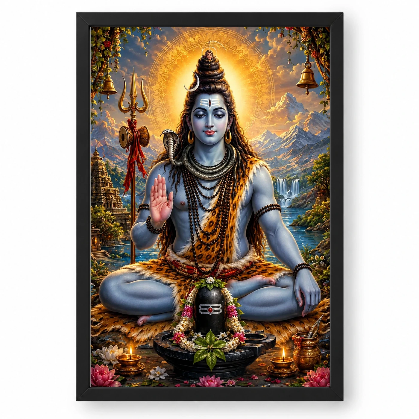Mahadev Shiva Traditional Indian Miniature-Inspired Devotional Art Photo Frame
