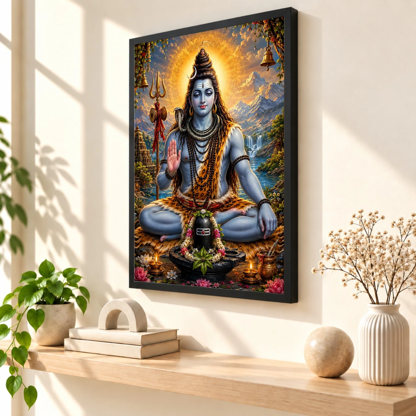 Mahadev Shiva Traditional Indian Miniature-Inspired Devotional Art Photo Frame, view 2