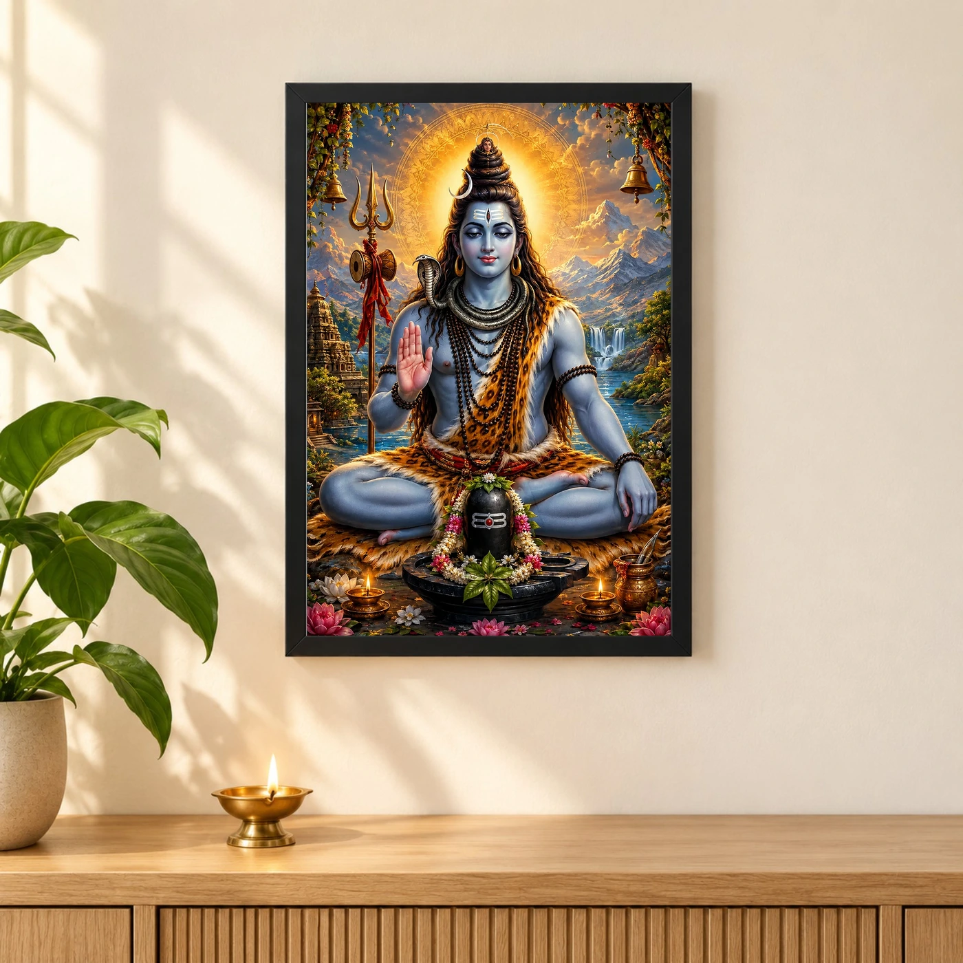Mahadev Shiva Traditional Indian Miniature-Inspired Devotional Art Photo Frame, view 3