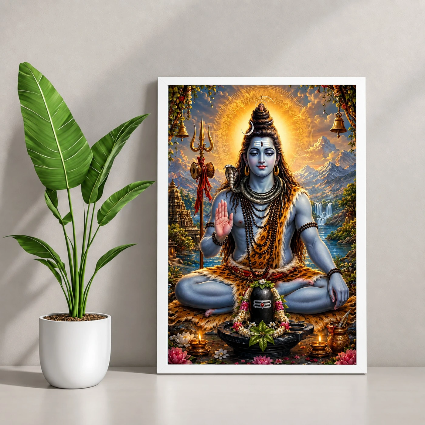 Mahadev Shiva Traditional Indian Miniature-Inspired Devotional Art Photo Frame, view 4