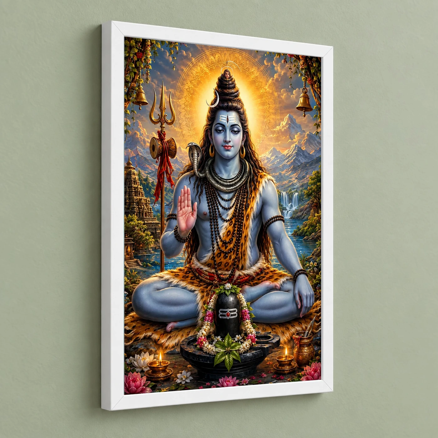 Mahadev Shiva Traditional Indian Miniature-Inspired Devotional Art Photo Frame, view 5