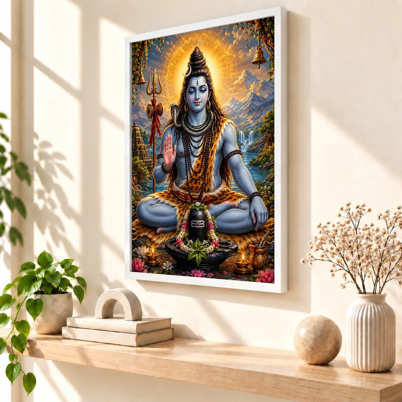 Mahadev Shiva Traditional Indian Miniature-Inspired Devotional Art Photo Frame, view 7