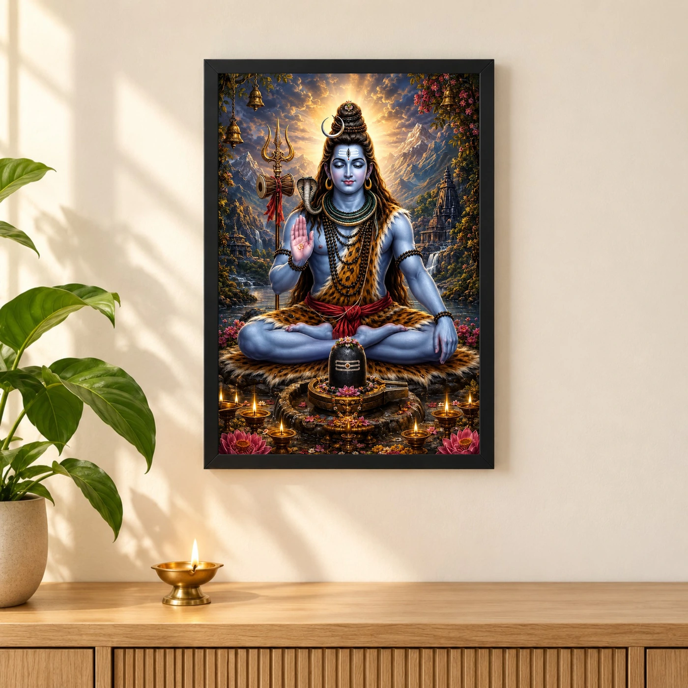 Mahadev Shiva Vivid Premium Spiritual Poster Art Photo Frame, view 3