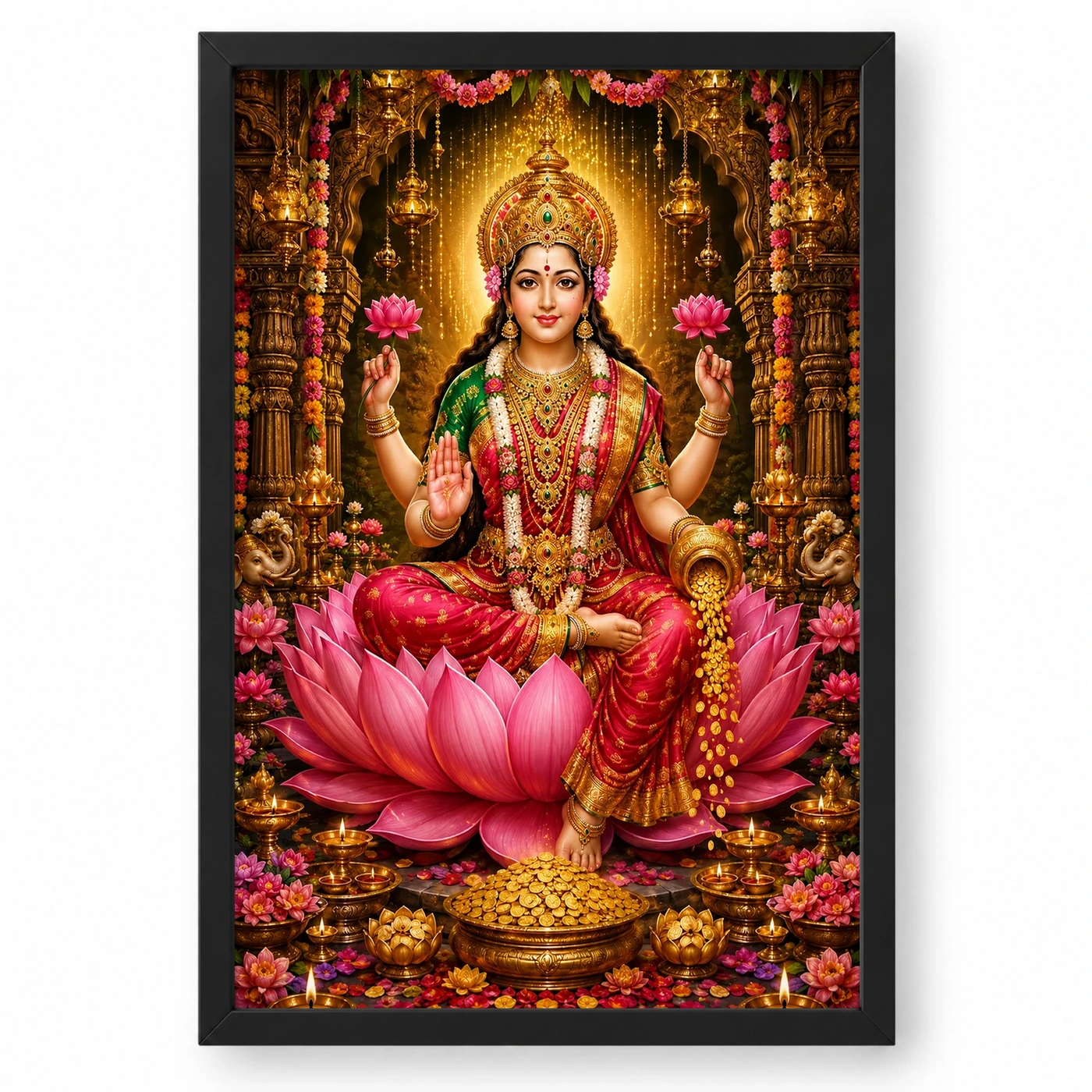 Mahalakshmi Grand Festival Flower Decoration Photo Frame