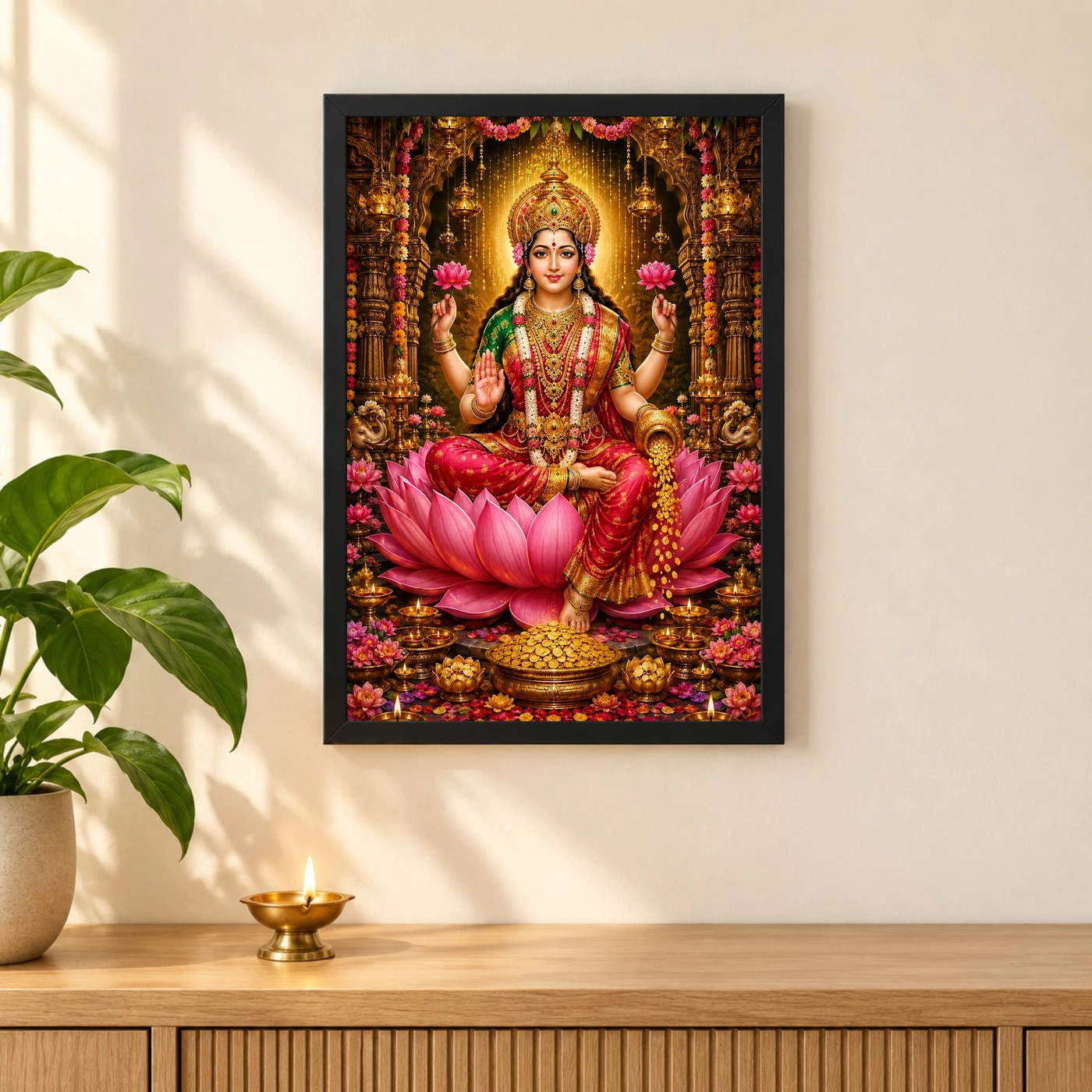 Mahalakshmi Grand Festival Flower Decoration Photo Frame, view 3