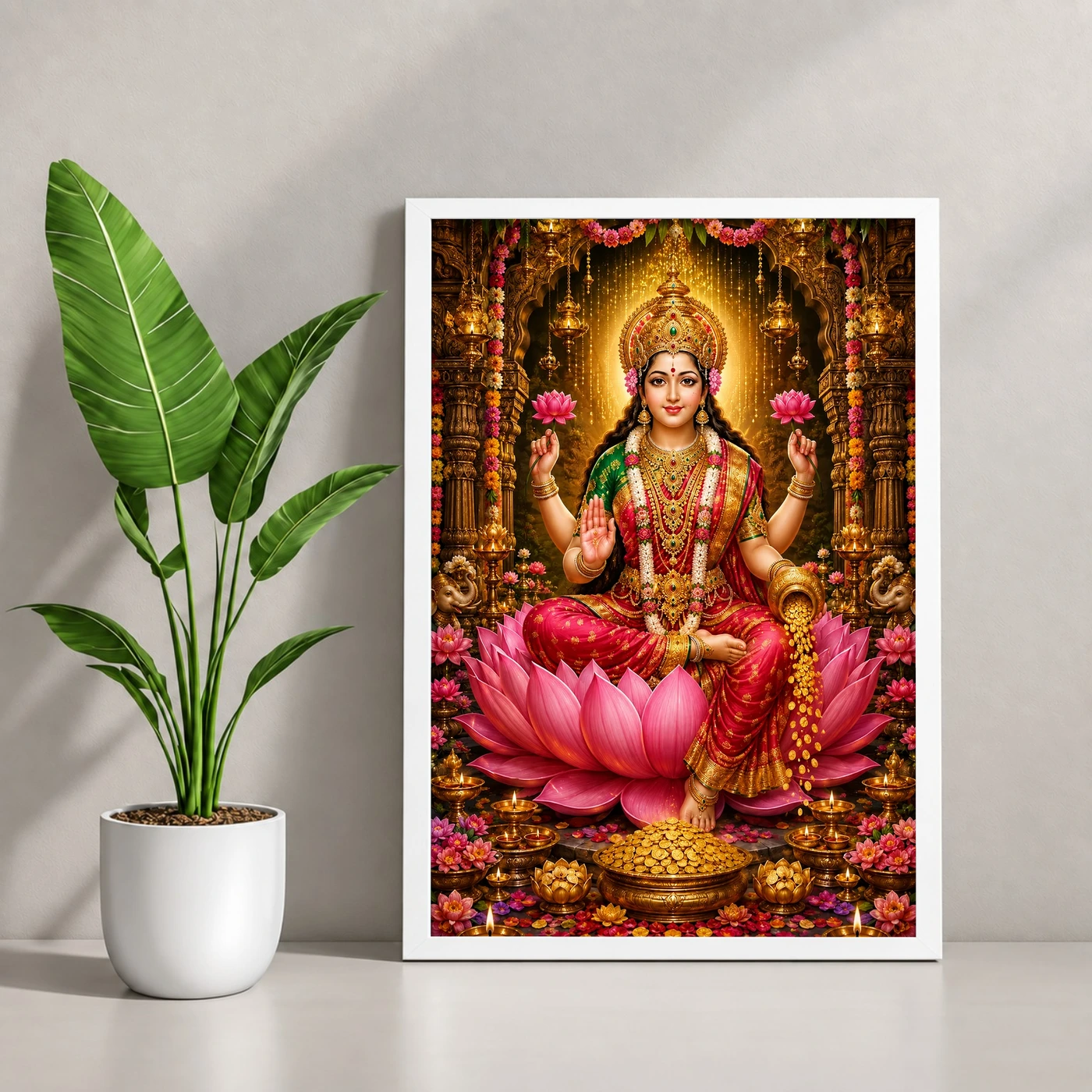 Mahalakshmi Grand Festival Flower Decoration Photo Frame, view 4