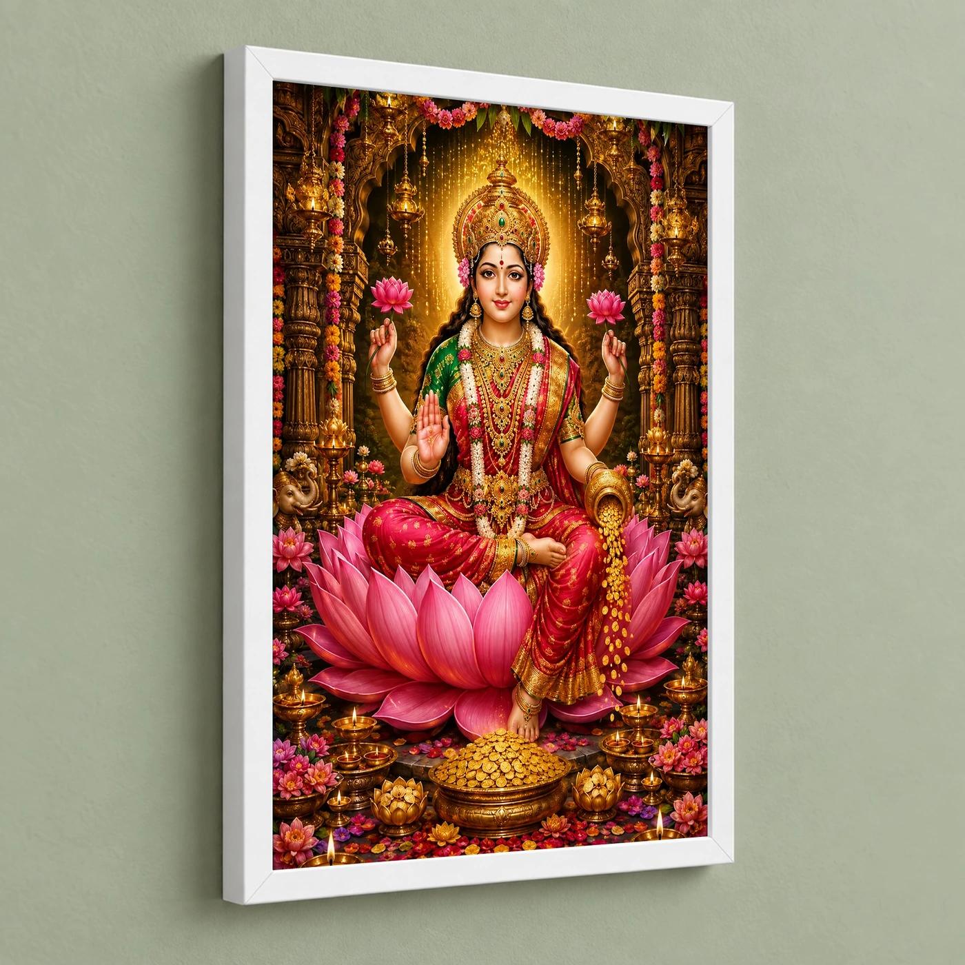 Mahalakshmi Grand Festival Flower Decoration Photo Frame, view 5