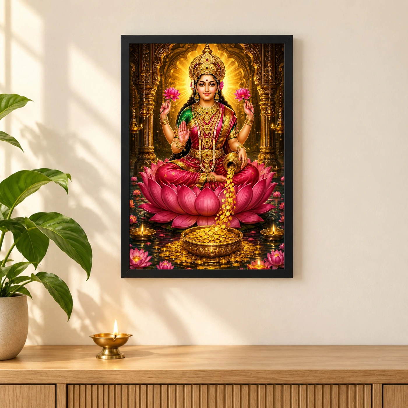Mahalakshmi Heritage Temple Architecture Backdrop Photo Frame, view 3