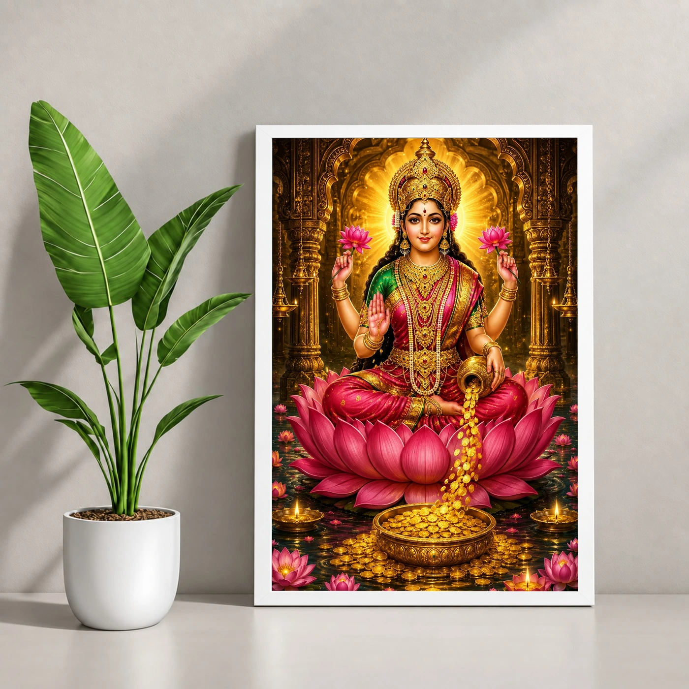 Mahalakshmi Heritage Temple Architecture Backdrop Photo Frame, view 4