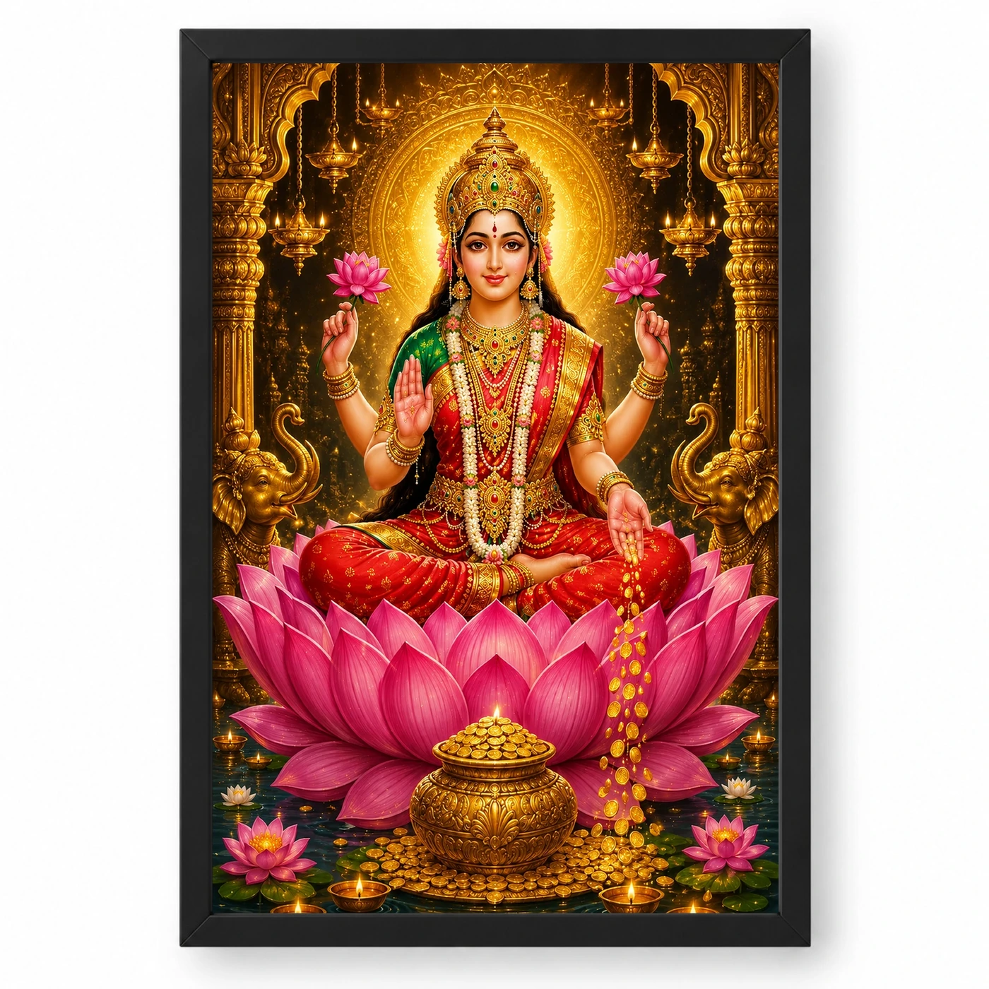 Mahalakshmi Lotus And Diya Radiance Photo Frame