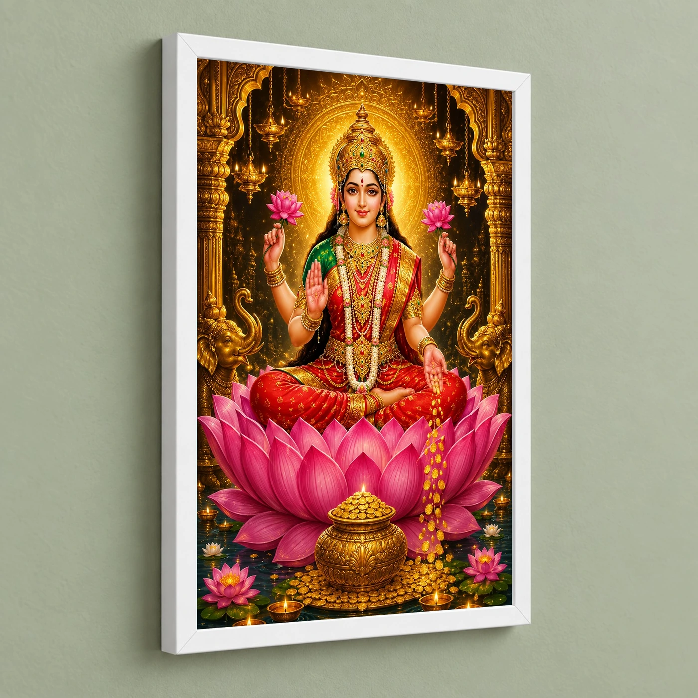 Mahalakshmi Lotus And Diya Radiance Photo Frame, view 5