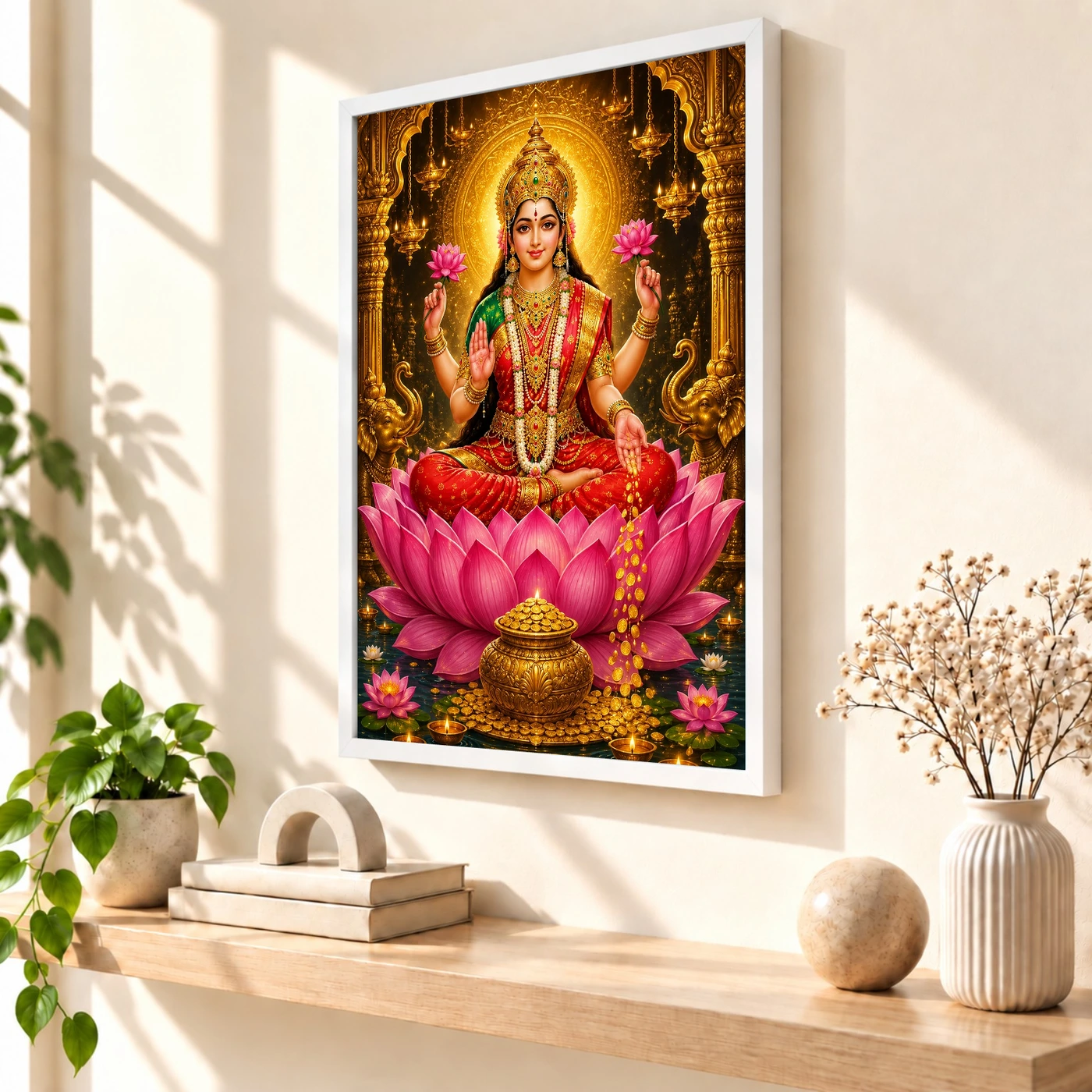 Mahalakshmi Lotus And Diya Radiance Photo Frame, view 7
